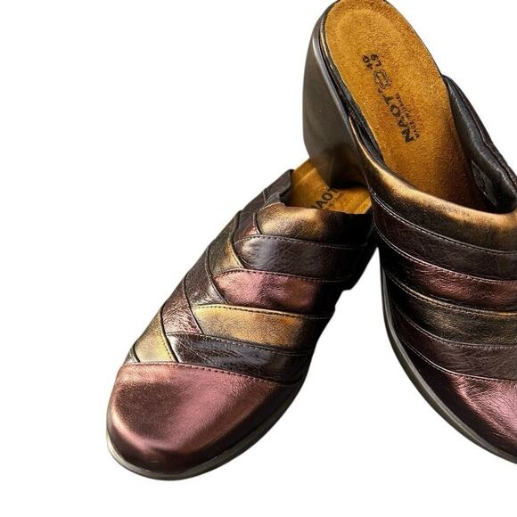 NWOT NAOT -women’s 9/40 leather slip on metallic multicolored mules - Picture 4 of 8